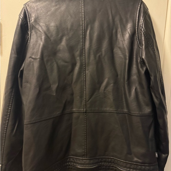 Sold *Obey Black faux Leather Jacket with Red Lining - Picture 7 of 10